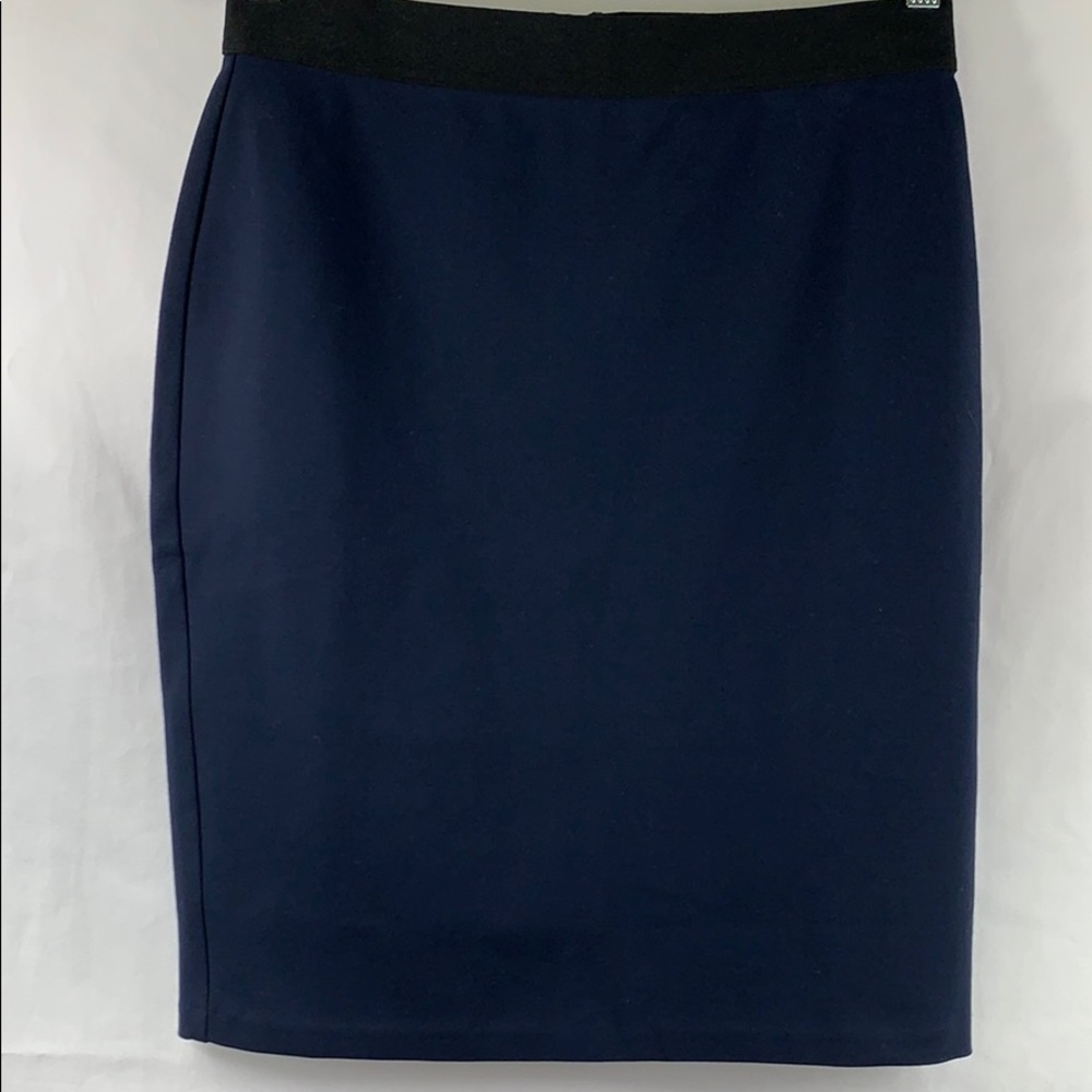 NWT Maison Jules navy & black stretch pencil skirt